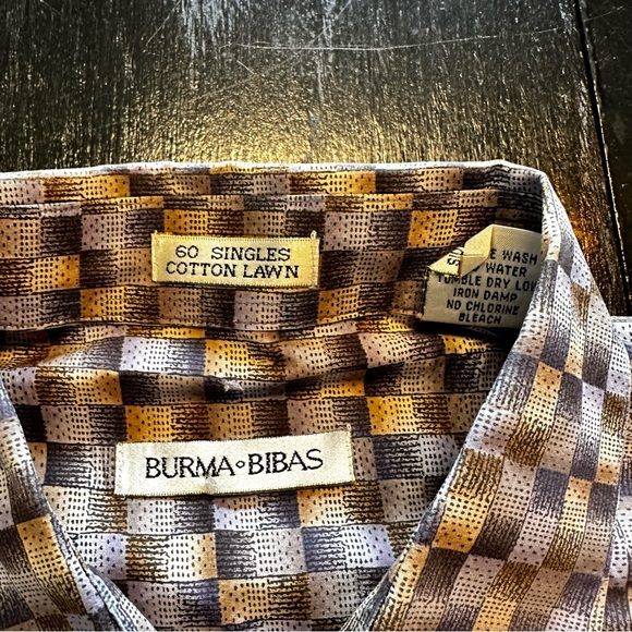 Vintage Burma Bidas Medium Gold and Blue Brown Vacation Hawaiian Button Down - Picture 5 of 7